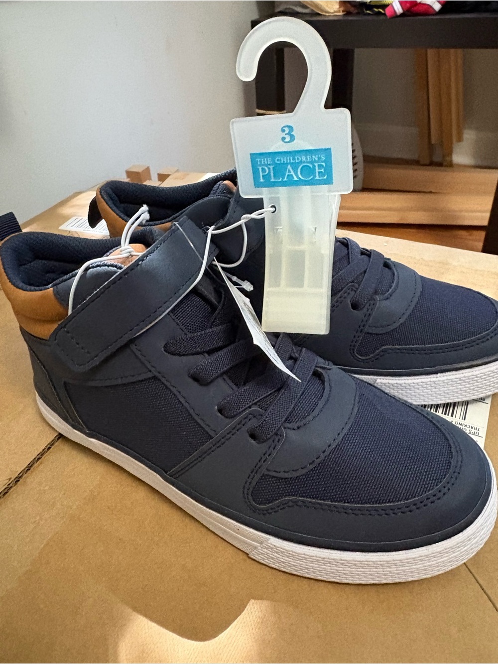 The Children's Place Navy and Tan High-Top Sneakers